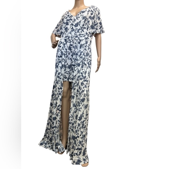 Torrid Maxi Challis Walkthrough Dress Blue Floral Paisley Maxi Romper Women Sz10 - Picture 2 of 14